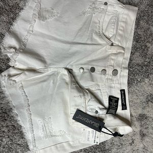 Women’s white Hi Rise Rigid Distressed shorts